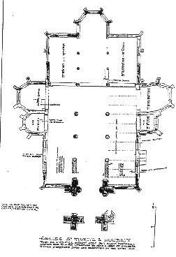 Le plan de l'église réalisé de 1977 à 1989 par Alain Plateaux